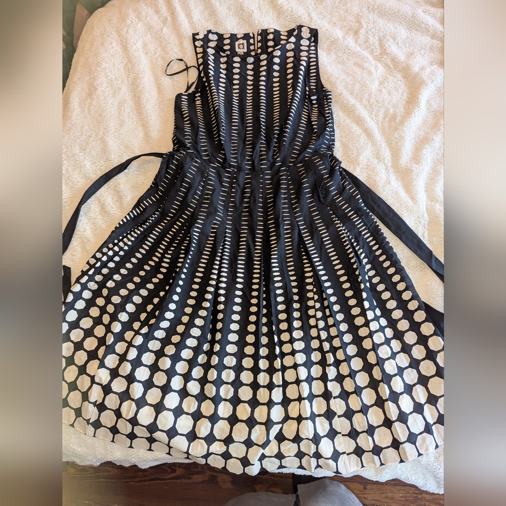 Anne Klein retro print style and print dress sz 8